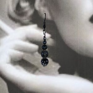 Handcrafted Black Dangling Drop Earrings